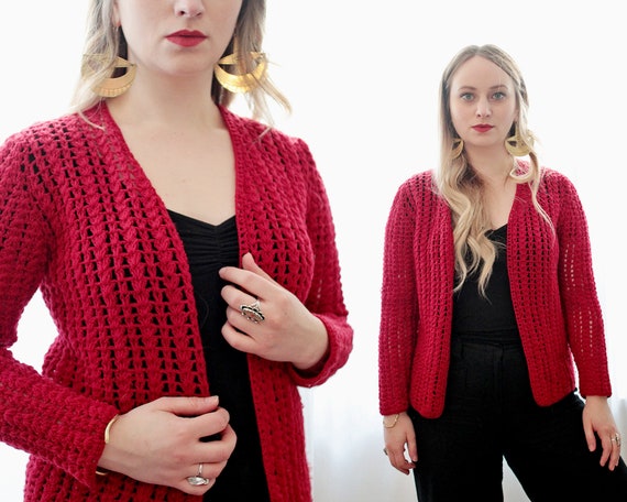 deep red cardigan