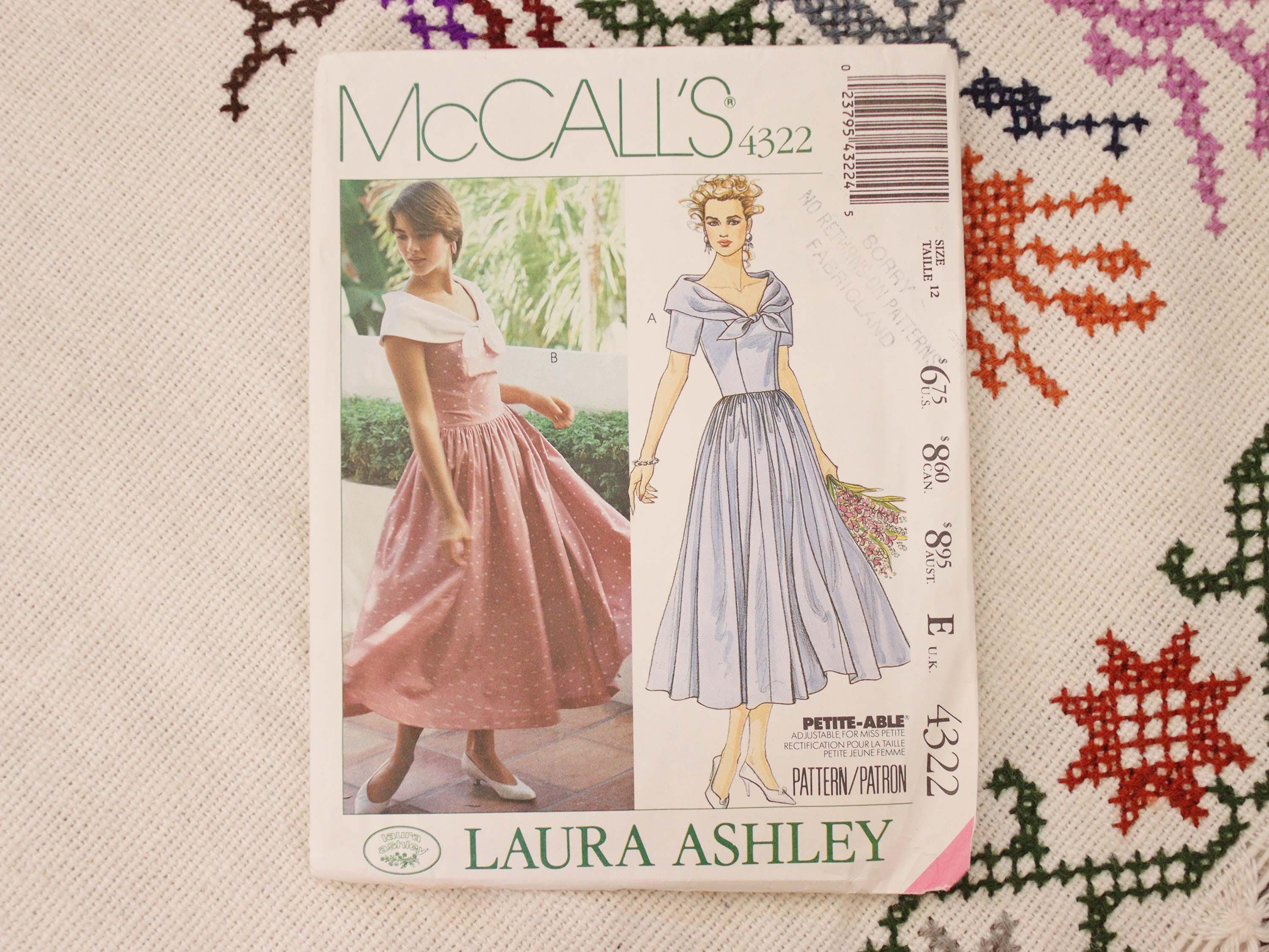 Mccall's 4322 Vintage 1980s Laura Ashley Dress Pattern Size 12