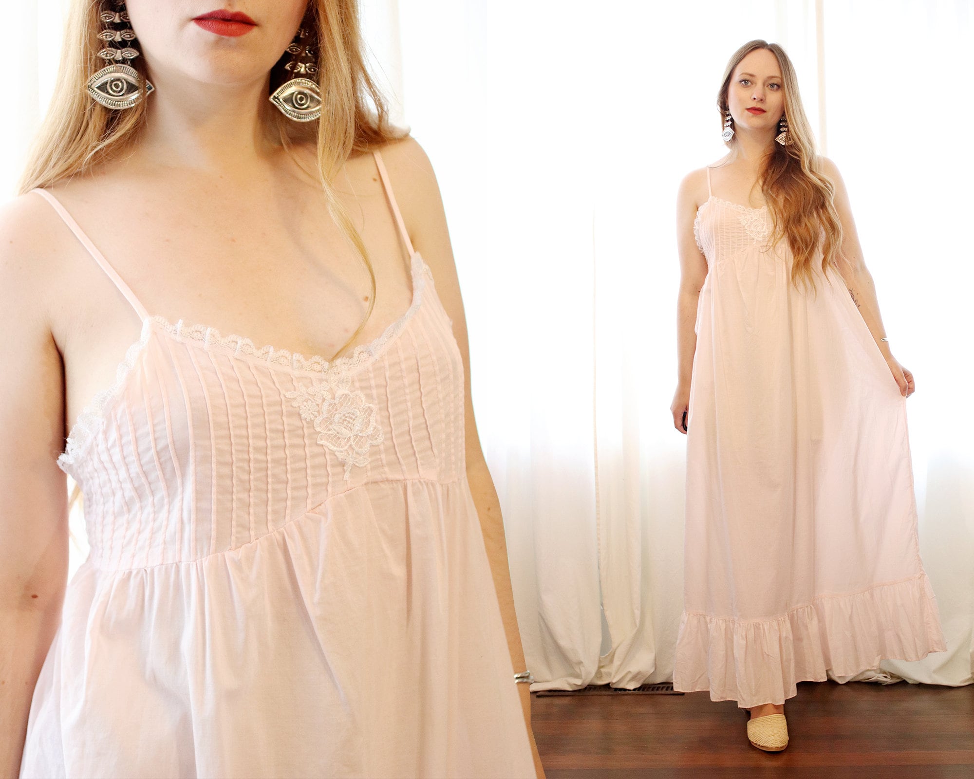Vintage 90s Victorias Secret Pale Pink Maxi Cotton Nightgown Nightie Slip Dress Pintuck Lace Bodice Ruffle Hem Cottagecore Gunne Sax Style Etsy UK