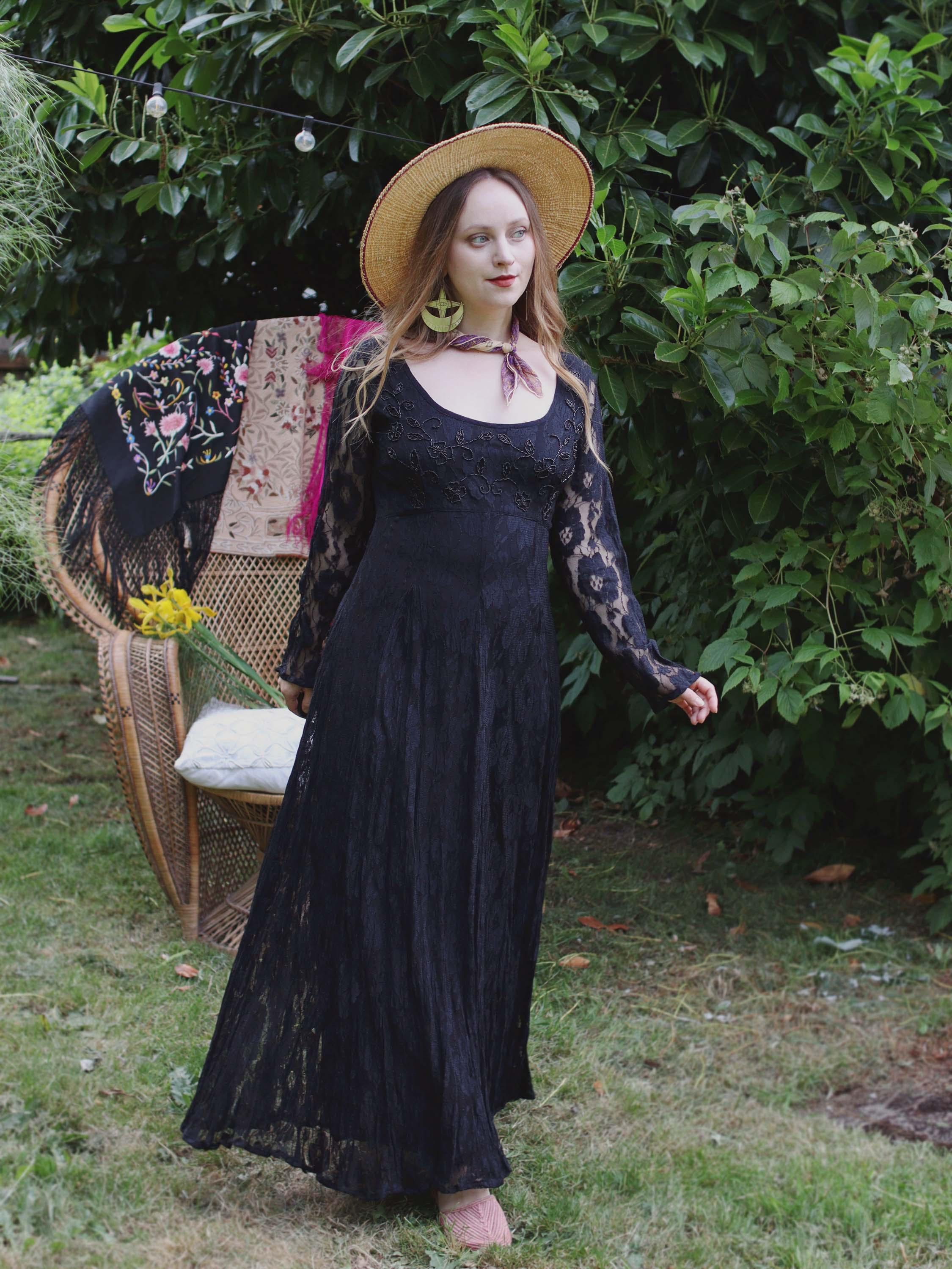 ワンピース TWIST 90'S DRESS Black Lace Dress 90s Maxi Dress Sleeveless Criss Cross Long