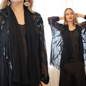 Black sheer duster coat hotsell