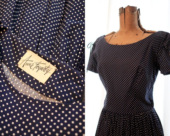Anne Fogarty vintage 1950s circle skirt Navy Blue… - image 5