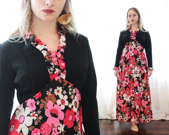 vintage 1960s psychedelic black red pink white flo