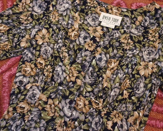 Vintage 1990s does 1940s rayon dark autumn floral… - image 4