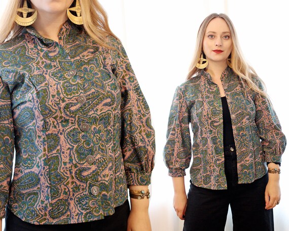 Buy Vintage Boulston Sleeve Button Front Pink Paisley Indian Buy Vintage Boulston Sleeve Button Front Pink Paisley Indian