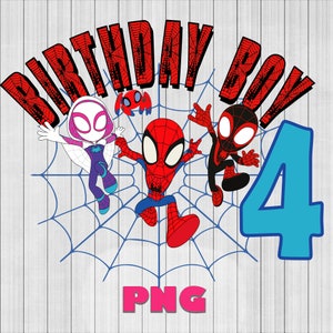 Spidey e i suoi fantastici amici png 4° compleanno ragazzo, Supereroe PNG, Spidey, design camicia troll stampabile, camicia design, download istantaneo