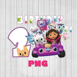 Gabby&#39;s Dollhouse Birthday PNG, Birthday Girl, 2 Birthday, Party Digital File