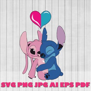 Valentines Stitch and Angel PNG Bundle