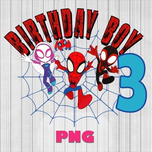 Spidey e seus amigos incríveis png menino de 3º aniversário, super-herói PNG, Spidey, design de camisa de trolls para impressão, camisa de design, download instantâneo