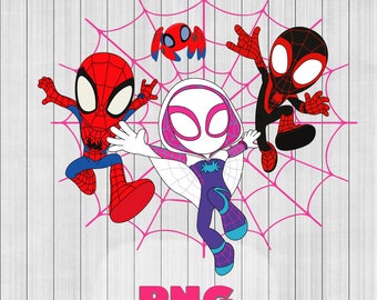 Spider Gwen & Friends Clipart: Superhero PNG (Digital Download)