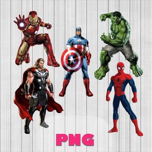 Superhelden als Png-Bundle, Superhelden-Set, Superhelden-Clipart-Set, sofortiger Download
