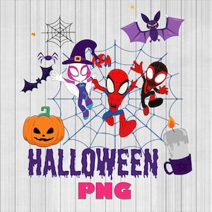 Halloween Spidey and Friends Birthday (PNG, JPG)