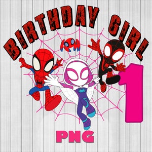 Spidey y sus increíbles amigos png 1er cumpleaños niña, superhéroe PNG, Spidey, diseño de camisa Spidey imprimible, camisa de diseño, descarga instantánea