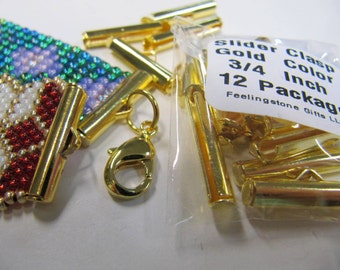 End Caps Slider Clasps, 3/4 Inch Gold Color, Loom Bead Patterns, Loom Findings,12 Pack, Fits Size 8 Or 11 Beads, Look Is Clean and Neat