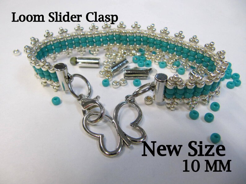 End Caps Slider Clasps 1/4 Inch Silver Color Loom Bead Etsy
