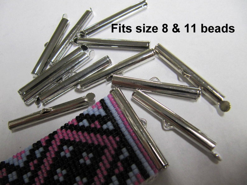 End Caps Slider Clasps 1 1/8 Inch 30 MM Silver Loom Bead Etsy