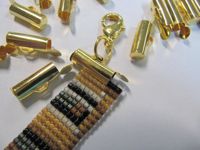 End Caps Slider Clasps 1/2 Inch Gold Color Loom Bead Etsy