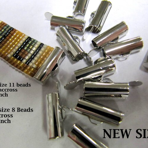 End Caps Slider Clasps 3/4 Inch Silver Color Loom Bead Etsy