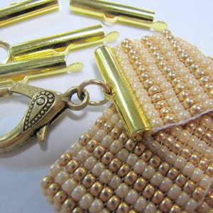 End Caps Slider Clasps, One Inch, Gold Color, Loom Bead Patterns, Loom Findings, Lot Sizes, 26 MM, 6 or 12 Package, Look Is Clean and Neat