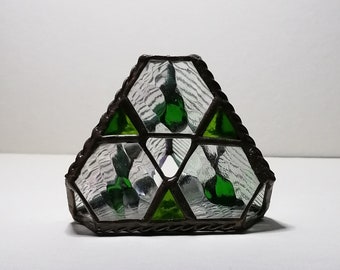 Paperweight of stained glass. Transparent, dichroic,iridescent. 3D model, sculpture. Home decor. Handmade.DizArtEx.