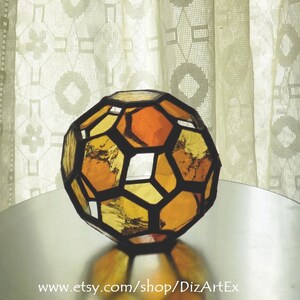 Stained Glass Honeycomb Paperweight. Stained Glass Pendant . 3D model, sculpture. Stained Glass Polyhedron. Home decor. Handmade.DizArtEx.