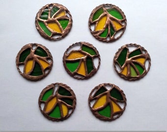 Stained Glass Elements for decorative pendant, 7 pcs. Home decor. Decorative glass. Handmade. DizArtEx.
