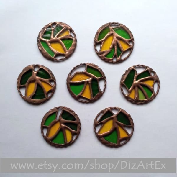 Stained Glass Elements for decorative pendant, 7 pcs. Home decor. Decorative glass. Handmade. DizArtEx.