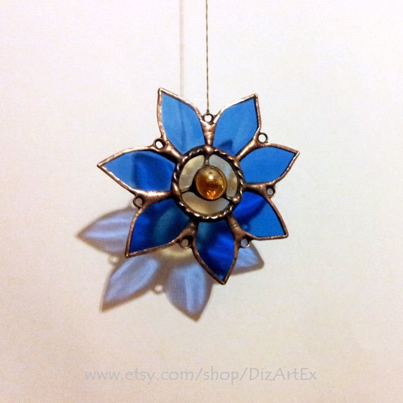 Flower Pendants Set of 3. Stained Glass Pendants. Lightpeach Etsy