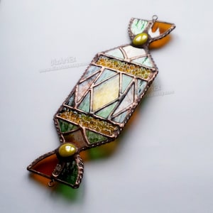 Stained glass Pendant. Suncatcher. Sweet I. Candy I. Home decor. Window decor. Stained Glass. Handmade. DizArtEx.