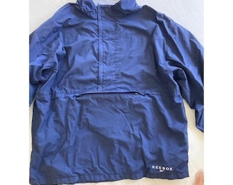 Felpa vintage Reebok con mezza zip, blu, 26 x 30 cm, con tasca frontale con zip e collo alto, taglia 2x.