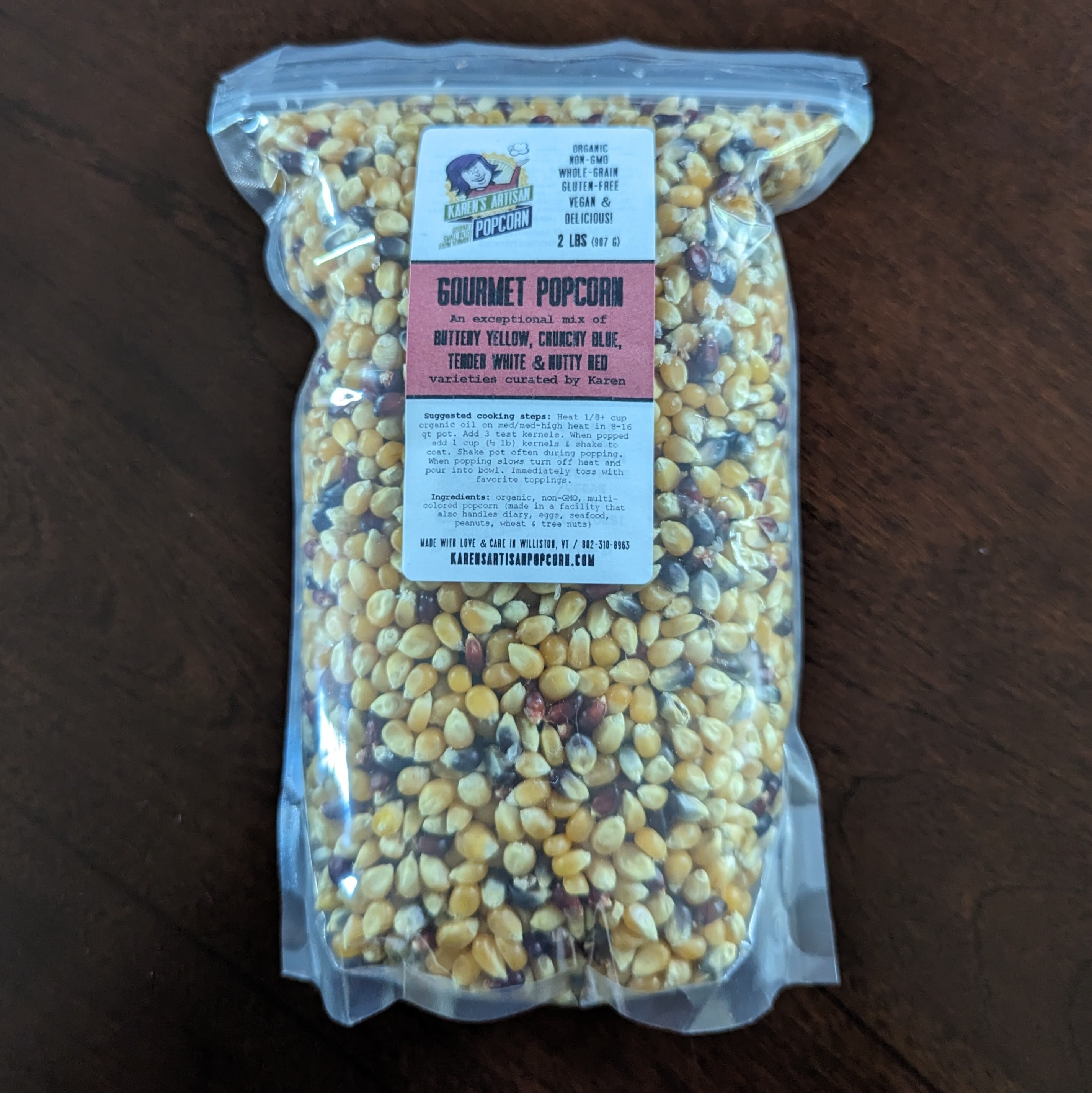 2 Lb Gourmet Popcorn Kernel Mix Made in Vermont From Organic Vermont