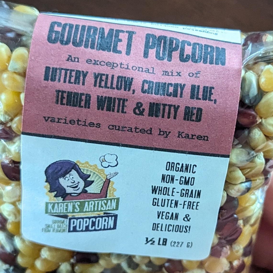 1/2 Lb Gourmet Popcorn Kernel Mix Made in Vermont From Organic Vermont