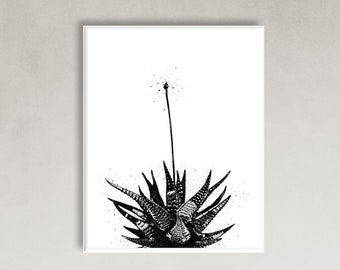 Sukkulenten Wandkunst | Sofortdownload | Druckbare Wandkunst | Botanische Kunstdruck | Moderne Schwarz-Weiß-Wandkunst | Boho Wandkunst
