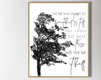Inspirierende Kunst | Stärkster Baum | Sofortdownload | Schwarz Weiß Wand Kunst | Seelische Gesundheit | Inspirierende Wandkunst | Genesungsgeschenk