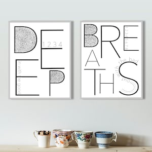 Deep Breath | Printed and Shipped | Inspirational Wall Art | Mental Health Wall Decor | Therapist Gifts | Meditation Poster | Deep Breaths