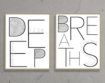 Tief Durchatmen | Sofortdownload | Inspirierende Wandkunst | Druckbare Wandkunst | Psychische Gesundheit Wanddekor | Meditation Poster | Tiefe Atemzüge
