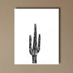 Saguaro Kaktus Wand Kunst | Sofortdownload | Druckbare Wandkunst | Saguaro Kaktus Kunstdruck | Moderne Schwarz-Weiß-Wohnzimmerwandkunst