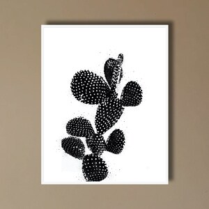 Prickly Pear Cactus Wall Art | Instant Download | Printable Wall Art | Cactus Art Print | Modern Black and White Living Room Wall Art