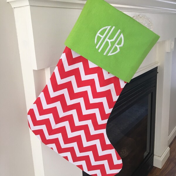 Chevron Christmas Stocking - Imperfect, Xmas Stocking, Monogram Stocking, Personalized Stocking, Chevron Stocking, Family Xmas Stocking