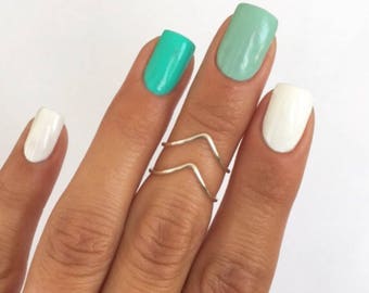 2 Silver Chevron Midi Rings. You can wear these non tarnish mid knuckle stacking rings in many combinations!