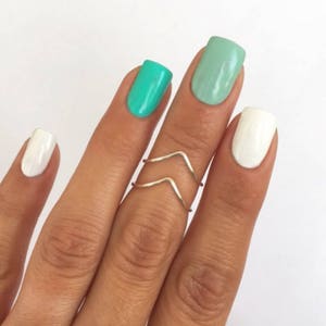 2 Silver Chevron Midi Rings. You can wear these non tarnish mid knuckle stacking rings in many combinations!