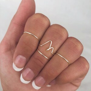 The Mountains Are Calling Midi Ring Set, In Silver, Gold, Copper, Pink Rose, or Aqua