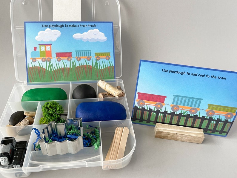 Train Play Dough Kit, Train Sensory Kit, Train Playdough Kit, Playdoh