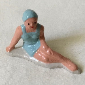 Young Woman Lying on the Beach, 1.75&quot; collectible figurine, model train layout, hand-painted reproduction of vintage toy figure