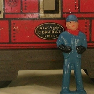 Ingeniero o conductor de tren, figura coleccionable, maqueta de tren a escala O, reproducción pintada a mano de una figura de juguete vintage