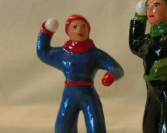 Man Throwing a Snowball, Christmas Village, model train layout, New/Conversion, hand-painted figurine for holiday decor