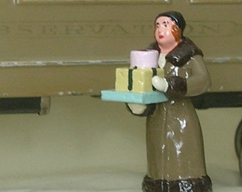 Woman Carrying Packages, Standard Gauge platform layout figure, hand-painted conversion of vintage casting