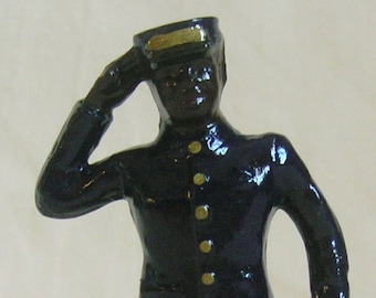 Train Porter/Steward with whisk broom, Standard Gauge model railroad train layout, hand-painted reproduction of vintage figure