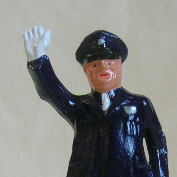 Policeman/Traffic Cop directing traffic, Standard Gauge model railroad street scene layout, hand-painted reproduction of vintage toy figure