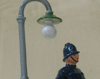 Gooseneck street light lamppost, 3.75" tall for train layout, Christmas village, hand-painted reproduction of vintage toy